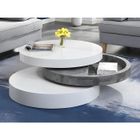 VENTE-UNIQUE Table basse pivotante ronde avec 1 niche en MDF - Béton et blanc - JANITA