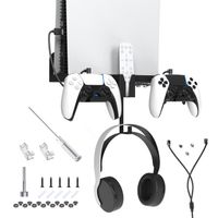 Kit De Montage Mural Multifonction Pour Support De Contrôleur De Console De Jeu Sony PS5 Avec Câble De Charge Magnétique 2-en-1