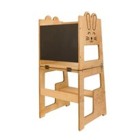 Torre Montessori Bunny 3 en 1 Table Chaise Tableau Noir | Tour d'apprentissage transformable montessorienne
