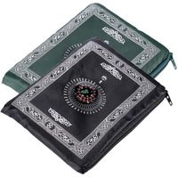 Tapis de Prière Musulman,Portable Tapis de prière coran,Islam coton tapis,Format de Poche Tapis de prière+prière boussole,2pcs