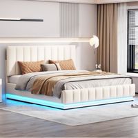 DRIPEX Lit rembourré 160 x 200 cm avec LED,lit double avec sommier à lattes,coffre de lit,espace de rangement hydraulique,Blanc