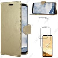 ebestStar ® Housse Portefeuille Coque Etui Protection Folio + 2 Films écran intégral 3D pour Samsung Galaxy S8, Couleur Or - Doré