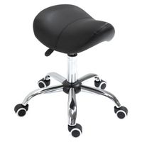 Tabouret de massage HOMCOM - Tabouret selle ergonomique pivotant 360° - Hauteur réglable - Noir chromé