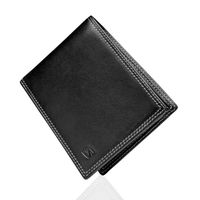 SERASAR - Portefeuille en cuir pour hommes "Space" - Noir/Blanc - Titulaire de la carte de crédit, cadeau parfait pour un ami