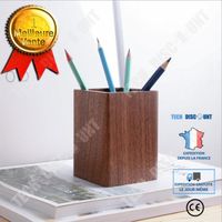 TD® Porte-stylo Porte-stylo créatif en bois massif Boîte de rangement de bureau en noyer noir Porte-stylo simple Apprentissage