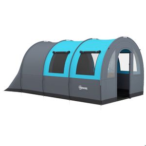 TENTE DE CAMPING Tente de camping Outsunny pour 5-6 personnes avec 2 portes de chambre et sac de transport, imperméable dim. 480x260x200 cm