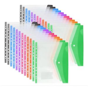 Lot De 6 Pochettes Plastique A4 Transparentes Avec Velcro - Imperméables, Perforées - Dimensions 24 X 31 Cm