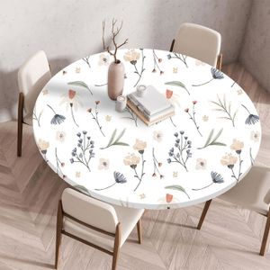 Nappe Ronde Lavable 110 Cm - Élastique Sur Le Bord - Imperméable Et Anti-taches - Pour Jardin, Extérieur, Pique-nique - Coloris Beige