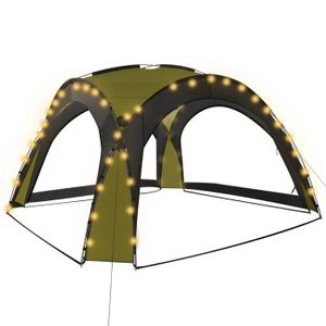 TONNELLE - BARNUM Tente de réception avec LED et 4 parois 3,6x3,6x2,3 m Vert-ASH7037029631239
