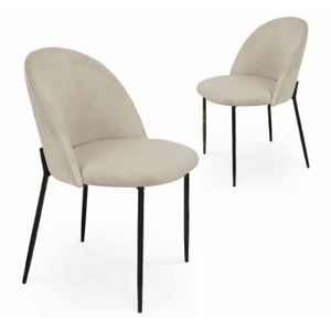 TABLE À MANGER COMPLÈTE BRENDA - Lot de 2 chaises design en velours beige 