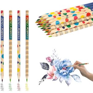 CRAYON DE COULEUR 30 Pièces Crayons De Couleur Arc-En-Ciel, Crayons À Colorier 4 En 1 Crayons Amusants À Dessiner Multicolores Pour Les Débuta[u729]