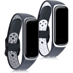 BRACELET MONTRE CONNEC. Bracelet Compatible avec Samsung Galaxy Fit 2 - Set 2X Bracelet de Rechange en Silicone pour Fitness Tracker - Noir-Gris-Noir-[1506]