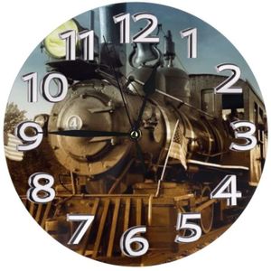 Horloge retro train Horloge neige ferroviaire montagnes Décorative Vintage Retro 