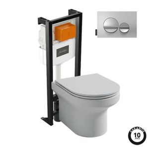 WC - TOILETTES Pack WC suspendu sans bride JACOB DELAFON Elite + bâti-support + plaque Chrome brillant/Chrome mat