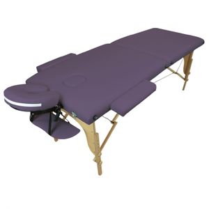 TABLE DE MASSAGE - TABLE DE SOIN Table de massage pliante 2 zones en bois avec panneau Reiki + Accessoires et housse de transport - Violet - Vivezen