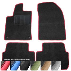 Tapis De Sol Voiture Pour Peugeot 307 CC 2003-2010 - Set Complet Avant/Arrière En Cuir PVC - Imperméable Antidérapant - Noir/Rouge