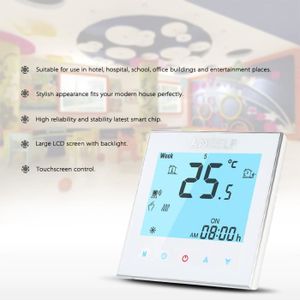 Lot de 4 thermostats muraux programmables Floureon BYC17.GH3 avec /écran tactile LCD /à r/étro-/éclairage blanc pour l/’int/érieur
