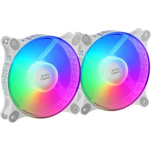 VENTILATEUR Mf-Duo, Kit 2 Ventilateurs Frgb Rainbow 360°, Ultra-Silencieux, Double Connexion 3Pin + 4Pin, Blanc[d1130]