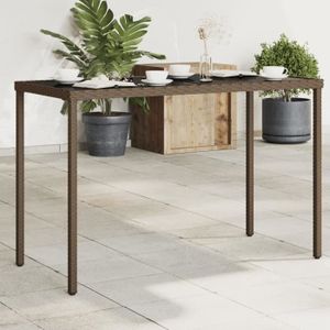TABLE DE JARDIN  Meuble Table de jardin - dessus en verre - Marron - 115x54x74 cm - poly rotin 12.85 KG