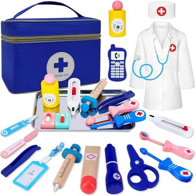 Gifts2U – Mallette Docteur Enfant – Kit Complet Avec Blouse, Stéthoscope, Thermomètre – Dès 3 Ans – Jeu De Rôle Médical