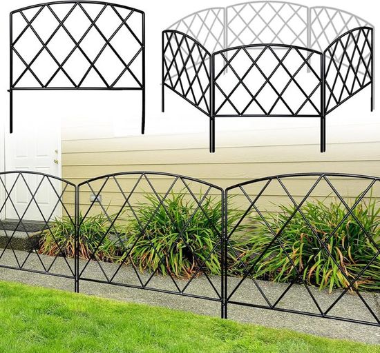 Thealyn Clôture Jardin Métal Décorative - 10 Panneaux 43 Cm Haut X 3,3 M Long - Barrière Anti-Creusement Pour Chiens, Bordure Pelouse & Parterres
