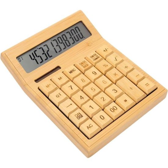 Calculatrice De Bureau Solaire Avec Grand Écran LCD 12 Chiffres - Calculette à Piles Et Solaire, Boutons Ergonomiques Pour Maison Et École