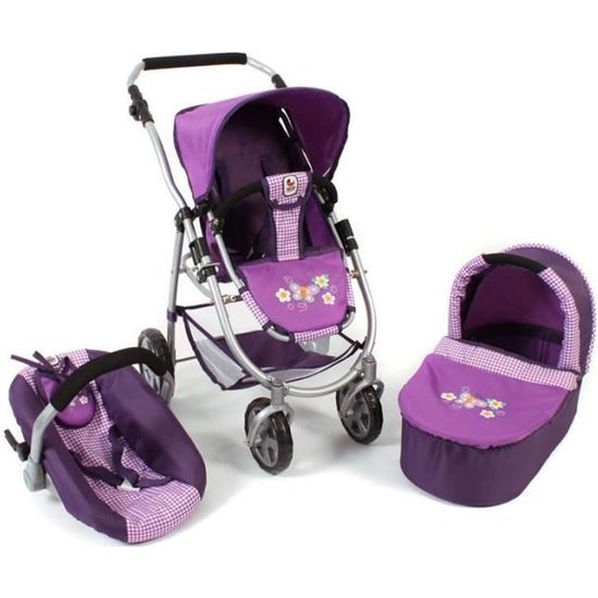 Poussette Poupée Bayer Chic Emotion 3-en-1 - Nacelle, Siège Auto, Poussette, Pour Poupées Jusqu'à 52cm