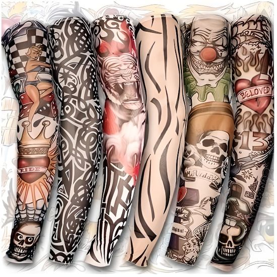 Styles Faux Bras Manchons Tatouages, En Nylon, Costume