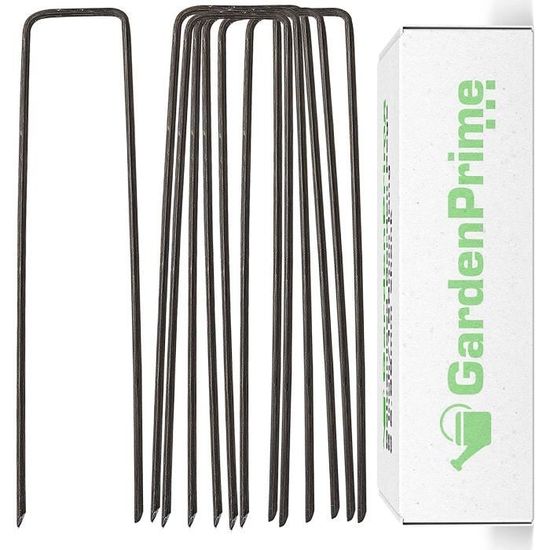 GARDENIX TerraPIN Lot De 200 Piquets De Terre Noirs - Fixation Toile Anti-Mauvaises Herbes, Filet Anti-Taupe
