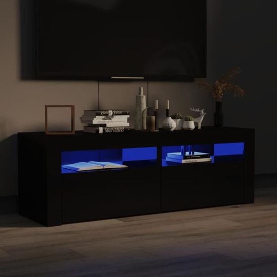 Qualité luxe© | Meuble de rangement & Meuble bas TV & Table de Salon & avec lumières LED Noir brillant 120x35x40 cm |894518