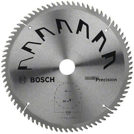 Bosch 2609256882 Précision Lame de scie circulaire 80 dents carbure Coupe nette Diamètre 250 mm alésage/alésage avec bague de réd…
