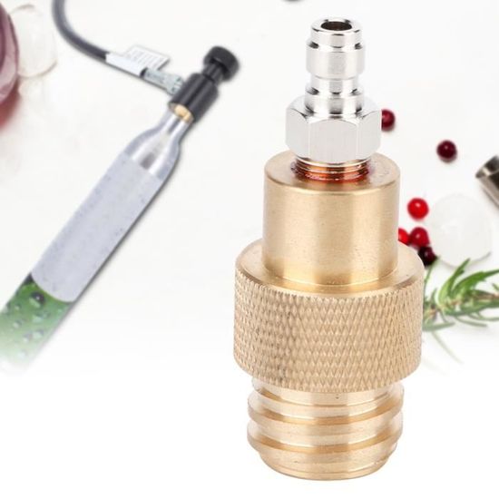Adaptateur CO2 Pour Machine à Soda - Laiton Doré 2000 Psi - Conversion TR21-4 Vers W21.8-14 Avec Manomètre Inclus