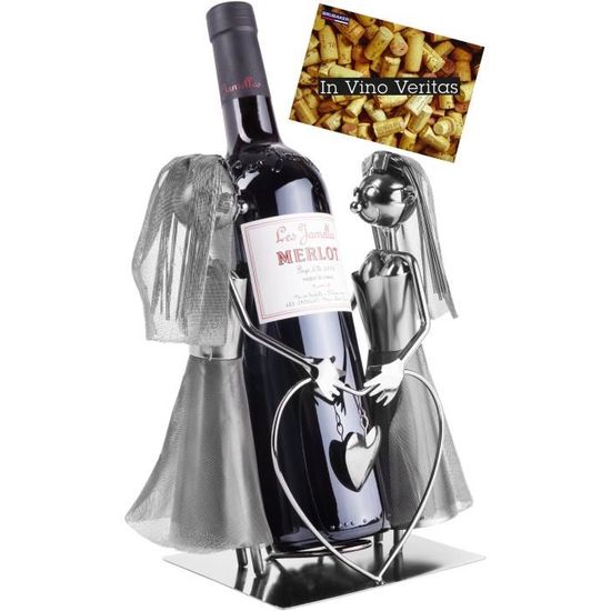 Porte-bouteille De Vin - BRUBAKER - Métal - Carte De Vœux Incluse - Idée Cadeau Originale - La Cave