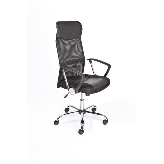 Chaise de bureau - Torino - Similicuir noir - Accoudoirs - Réglable en hauteur