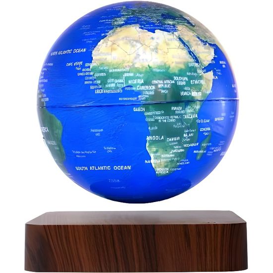 Globe terrestre en lévitation sur base bois WoodLight GEOLITE 13,3 cm