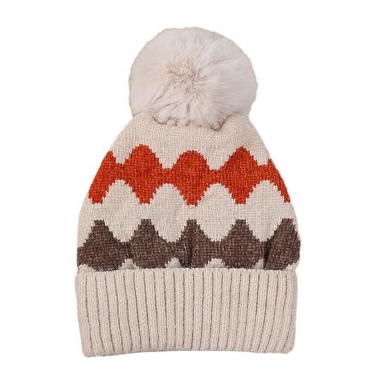 Bonnet rayé noir et blanc slouchy fait main crochet – Chaud et stylé