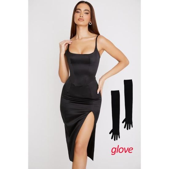 Robe longue en satin sexy fente latérale bretelles dentelle sirène pour mariage