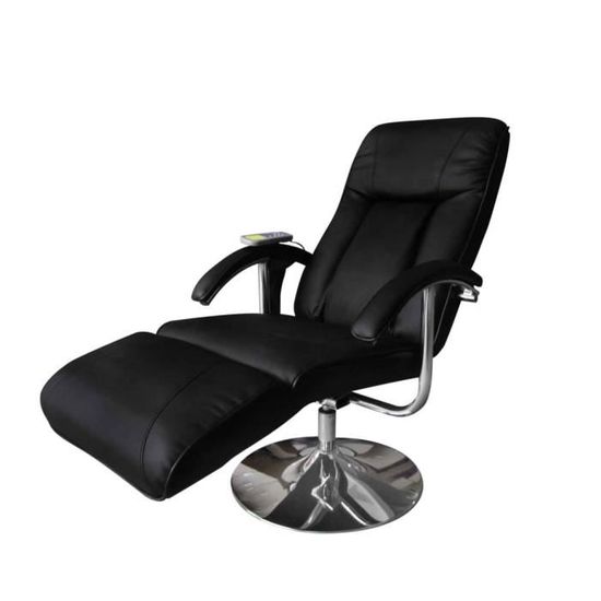 8309Queen® Fauteuil de massage Relax Massant,Fauteuil électrique inclinable Multifonction,Fauteuil Salon Noir Similicuir Taille:137