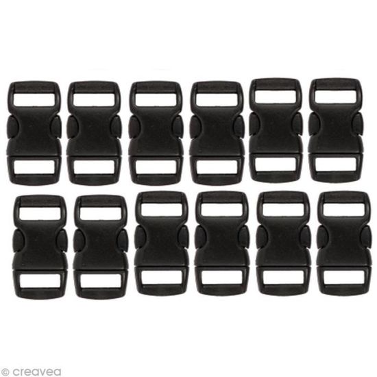 Fermoirs clips plastique Créacord 3 x 1,5cm Noir x10 idéal Créacord