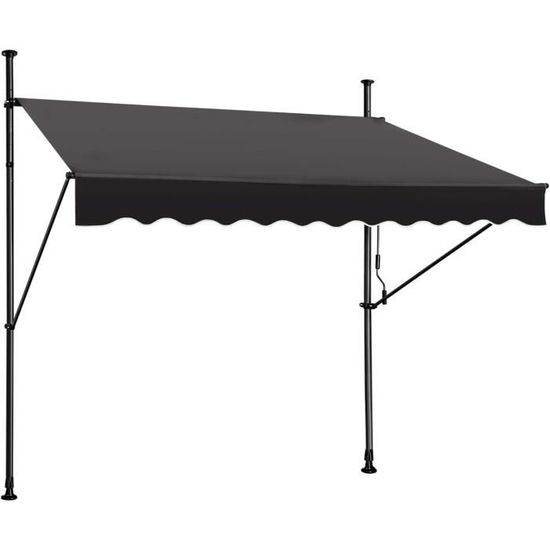 Auvent Rétractable Manuel QUICK STAR 200 X 130 Cm - Store Terrasse, Balcon, Jardin - Couleur Bordeaux, Réglable 0-90°, Installation Sans Perçage