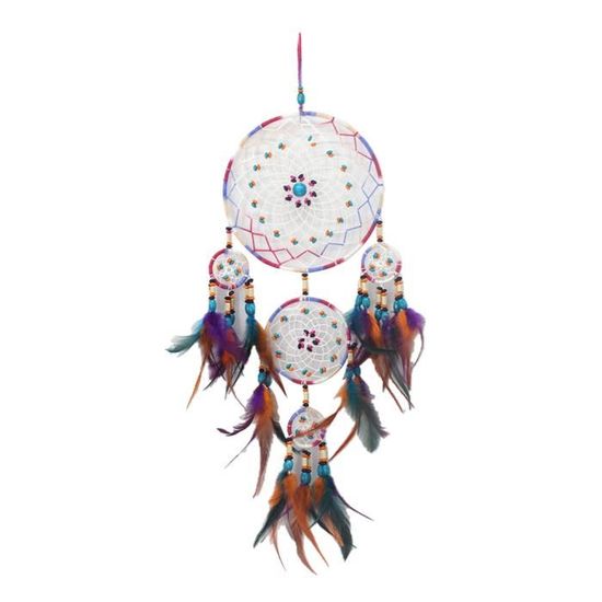 Attrape-rêves La Cabina Avec Plumes Et Perles - Décoration Bohème