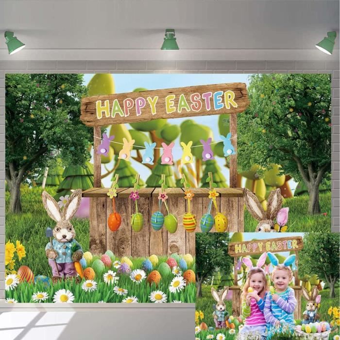 Porte de Grange Familiale Bunny Toile de fond de Pâques D1069