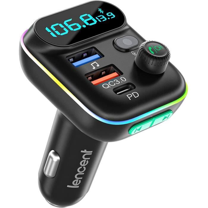 Transmetteur FM sans fil Bluetooth 5.0 voiture Chargeur USB MP3 allume  cigare