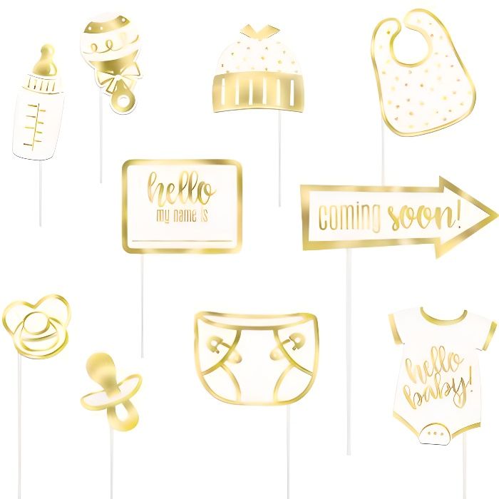 Kit photobooth hello baby 10 accessoires