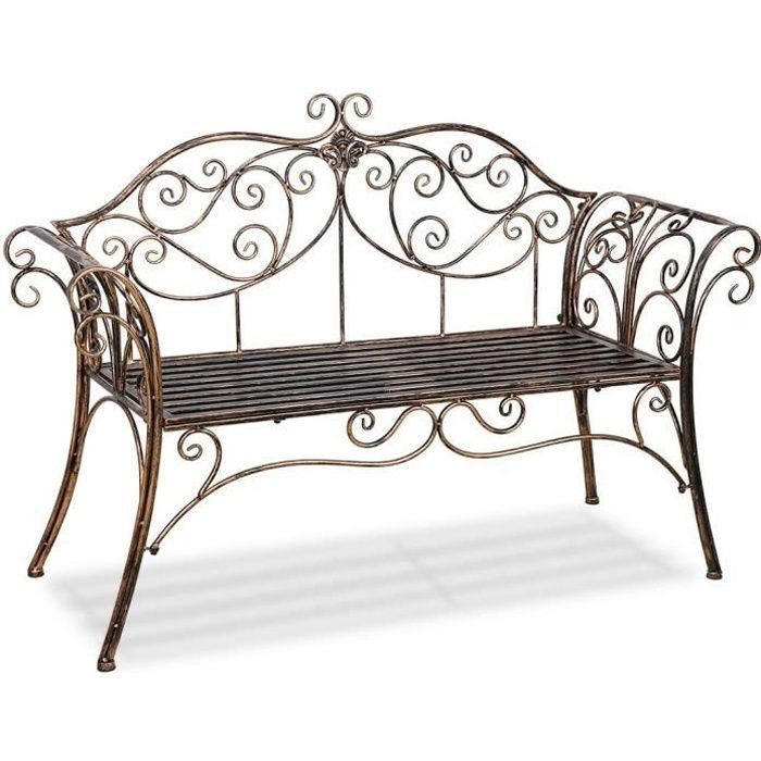Banc Jardin en Fer forgé banquette-Bronze-133x49x90cm