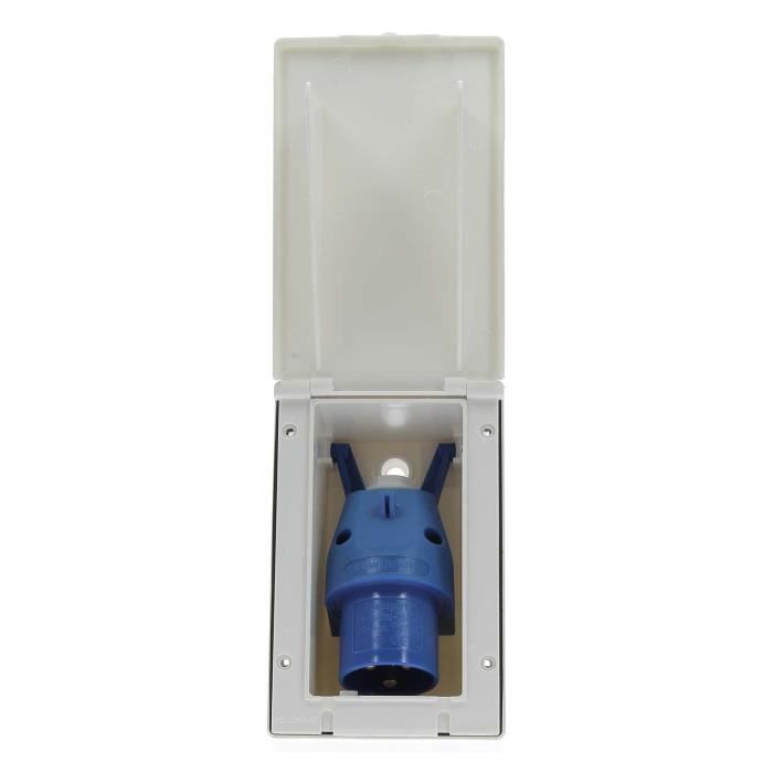 Socle Male Encastrable Fiche Orientable CEE17 Blanc Camping Car