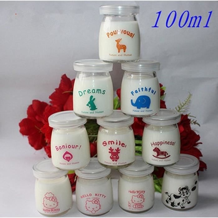 10 Pot Yaourt en Verre avec Couvercles Bonjour Pour Vous Dreams Bocal Crème Dessert Contenance 100 ml