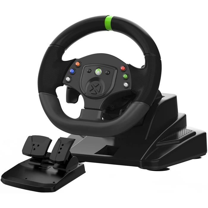 Volant de Course avec Driving Force, Volant de Jeu PC avec Angle et Hauteur Reglables, Volant a 180° avec Pedales, Volant pou