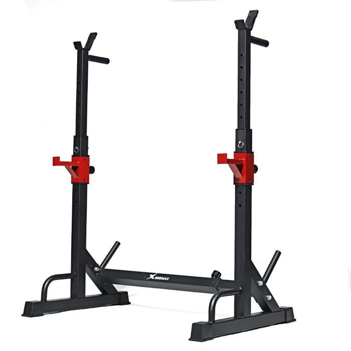 GEEMAX BS-01 Haltère de Levage de Poids Haltère de Musculation Acier Barre Réglable Squat Support d'exercice