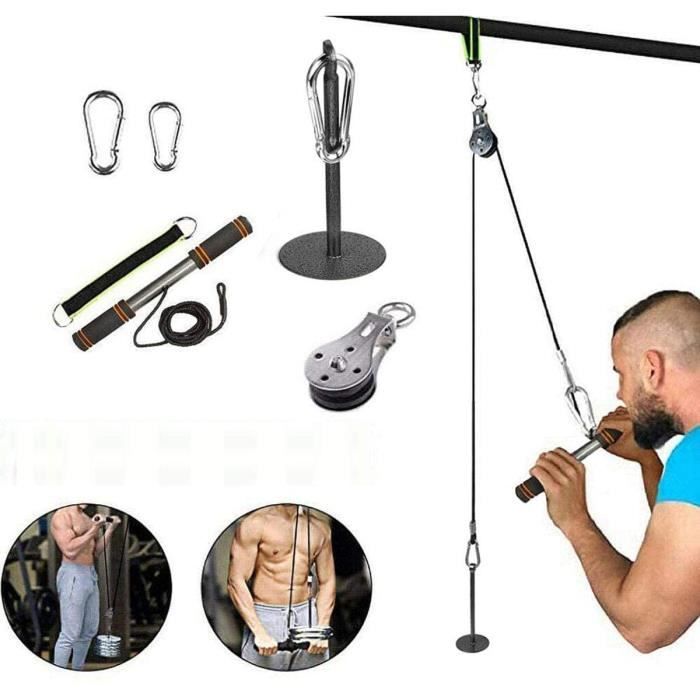 FOOING Musculation Poulie Rouleau de Poignet avec Poignées de Résistance Câble de Remise en Forme Système de Fixation du Bras Biceps
